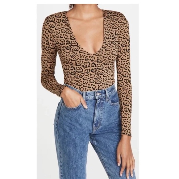 Good American Leopard Print Thong Bodysuit Size Large - Picture 1 of 8